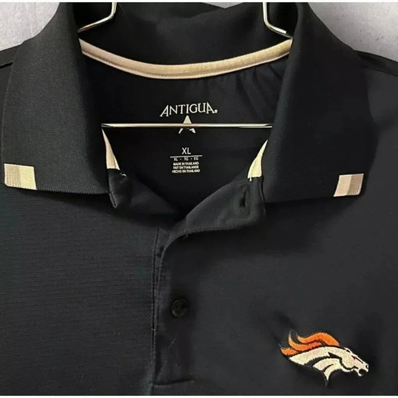 Antigua Denver Broncos Shirt Mens XL Blue NFL Football Team Logo Polyester Polo - Picture 5 of 10